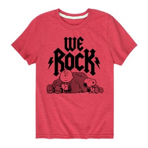 Boys' - Peanuts - We Rock Charlie Brown And Snoopy Short Sleeve Graphic T-Shirt - 1 of 4