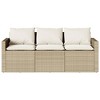 vidaXL Patio Sofa with Cushions 3-Seater Beige Poly Rattan - 4 of 4
