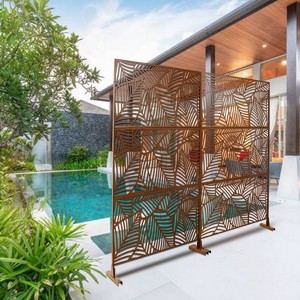 CAVINAS Patio Decorative Screen Metal Fence Privacy Screen with Leaf Pattern for Outside and Garden, 76" H×48" W - 1 of 4