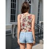 Coolmee Women's Casual Vests Tops V Neck Sleeveless Fashionable Floral Jacquard Tie Front Tops Fashion Cropped Party Vests M Apricot jacquard - 3 of 4