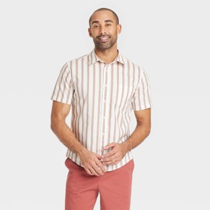 Men's Short Sleeve Poplin Shirt - Goodfellow & Co™ Light Taupe - 1 of 3