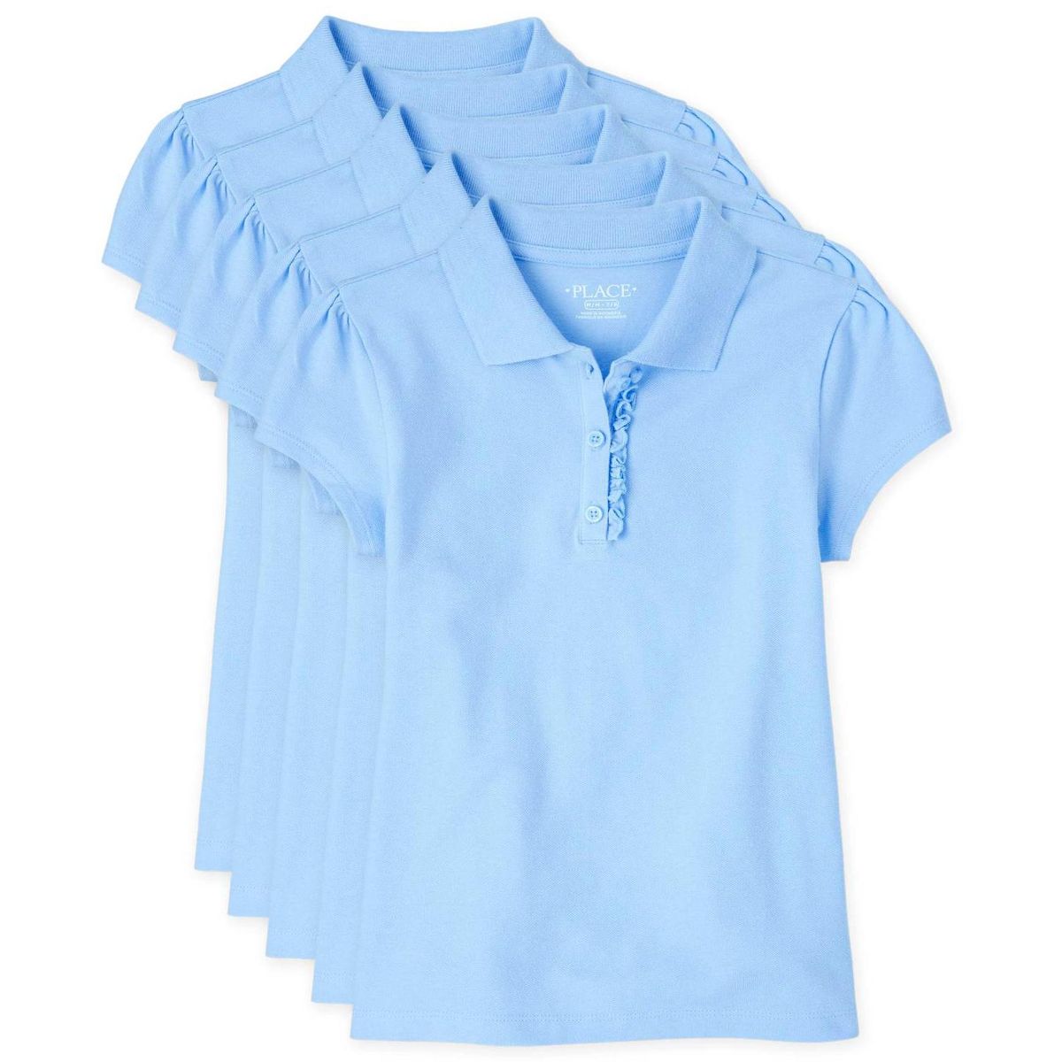 The Children's Place Girls Uniform Short Sleeve Ruffle Pique Polo 5-Pack - thumbnail 6