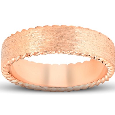 Pompeii3 Mens 10k Rose Gold 6MM Comfort Fit Braided Brushed Wedding Band Comfor Fit
