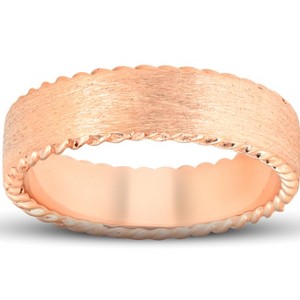 Pompeii3 Mens 10k Rose Gold 6MM Comfort Fit Braided Brushed Wedding Band Comfor Fit - 1 of 4