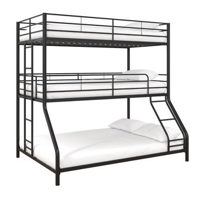 Twin/twin/full Zeke Triple Kids' Metal Bunk Bed Black - Room & Joy : Target