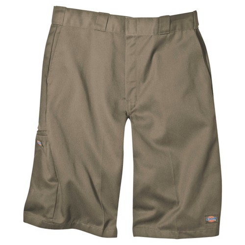 'Dickies Men's Loose Fit Twill 13'' Multi-Pocket Work Shorts- Khaki 38, Green'