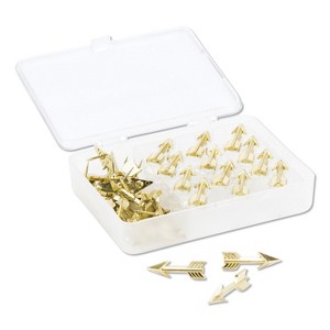 U Brands Fashion Push Pins Steel Gold 3/8" 36/Pack 3083U06-24 - 1 of 4