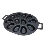 Bayou Classic 7413 Cast Iron 12 Shellfish Shaped Oyster Grill and Serve Kitchen Cooking Pan for Shucked or Half-Shell Seafood, Black