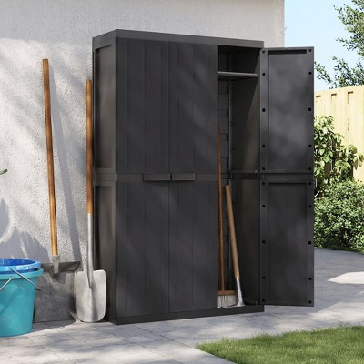 Outdoor Storage Cabinet Black Polypropylene 38 x 14 x 65 invidaXL