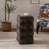 KTMBDW 23.62" Side Table with Embossed Pattern Design, Retro Wooden Tall Nightstand for Living Room, Bedroom, Entryway, Offic - 3 of 4