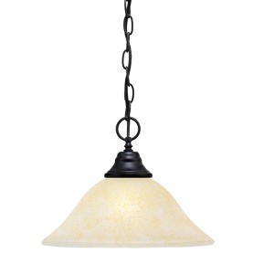 Toltec Lighting Any 1 - Light Pendant in  Matte Black with 12" Amber Marble Shade - 1 of 1