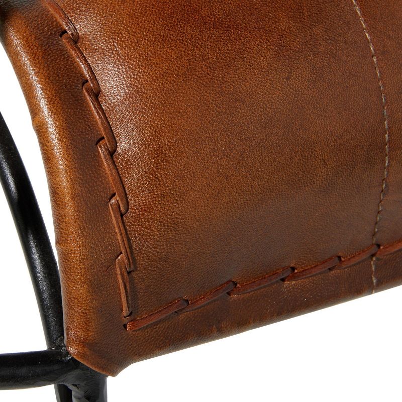 Vintage Cow Hide Leather and Iron Accent Chair Brown - Olivia &#38; May, 5 of 9