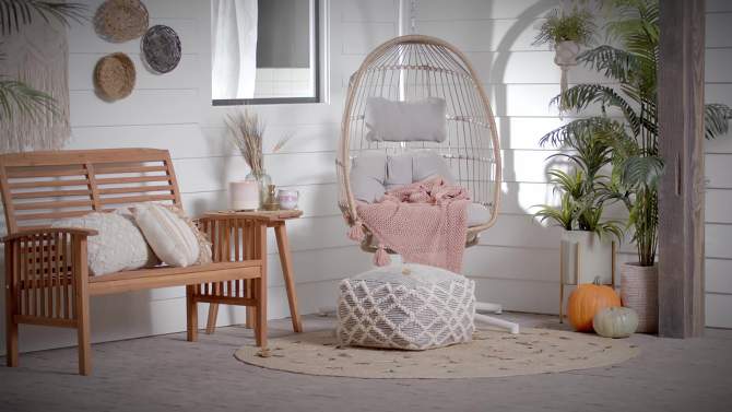 Toluca Hanging Outdoor Boho Egg Chair with Cushion - Saracina Home, 2 of 14, play video