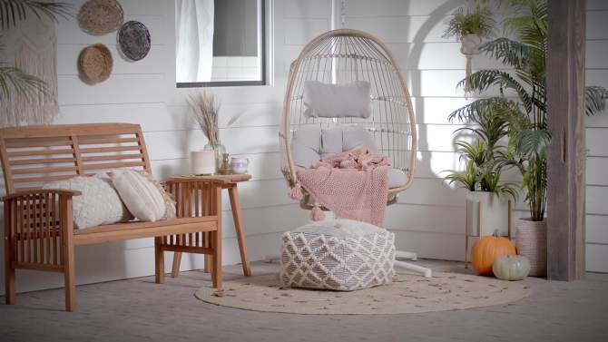 Toluca Hanging Outdoor Boho Egg Chair with Cushion - Saracina Home, 2 of 12, play video