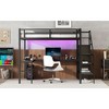 Sapphtopaz Metal Loft Bed with L-Shaped Desk & Wardrobe, Adjustable Shelves, High Loft Bed for Teens, Adults - 2 of 4