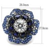Slickblue Floral CZ Ring for Women – Blue Petal Design with 8mm Clear Center Stone – IP Light Black Finish – 5 to 10 - 2 of 4
