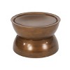 24.5" Round Hammered Metal Coffee Table,Modern Hourglass Accent Table with Lipped Edge for Living Room-Baofuwish - 4 of 4