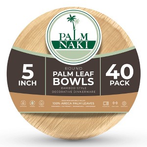 Palm Naki Round Palm Leaf Bowls (40 Count) - Compostable, Biodegradable - 1 of 4
