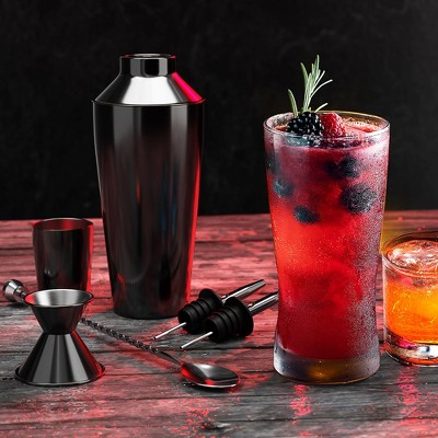 Black Stainless Steel 8-Piece Cocktail Shaker Bar Tool Set