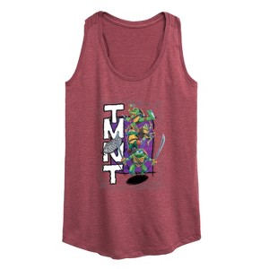 Women's - Teenage Mutant Ninja Turtles - Donatello, Raphael, Leonardo, & Michelangelo Graphic Racerback Tank - 1 of 4