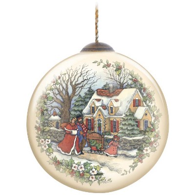 NeQwa 4" Ne'Qwa "Walking in a Winter Wonderland" Hand-Painted Glass Christmas Ornament #7131121