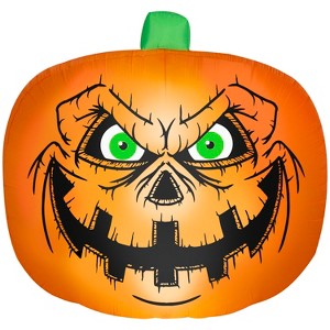 Gemmy Halloween Inflatable Flat Styled Jack O' Lantern with Creepy Face, 7.5 ft Tall, Multi - 1 of 4