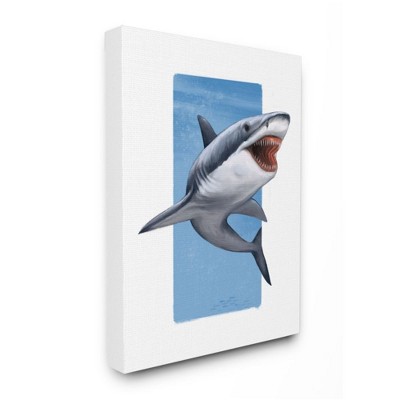 Stupell Industries Great White Shark with Jaws Marine Life