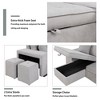 104.5" Reversible L-Shape Sleeper Sectional with Storage Chaise & 2 Stools - Convertible 3-Seat Sofa Bed for Living Room - 3 of 4