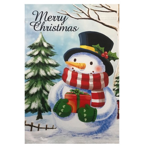 Northlight Merry Christmas And Snowman Outdoor House Flag 28