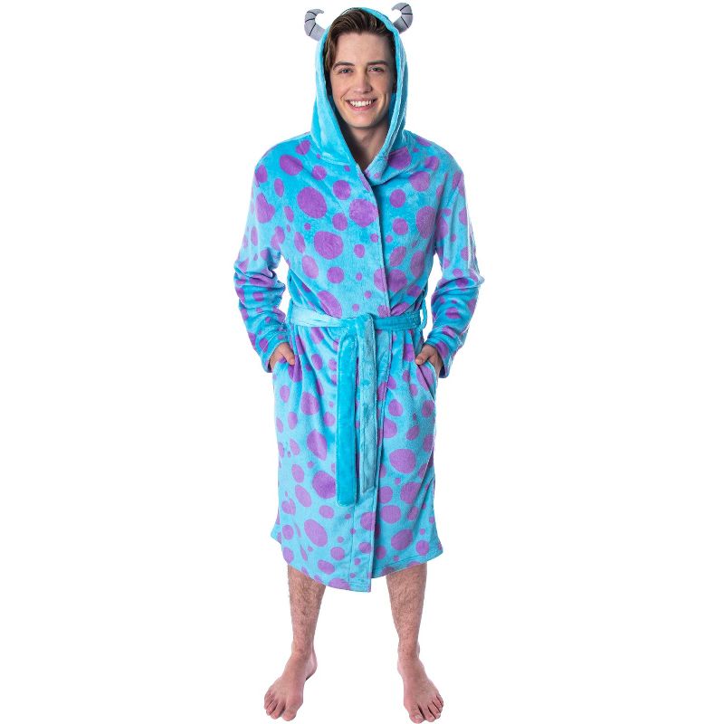Disney Adult Monsters Inc Sulley Costume Fleece Plush Robe Bathrobe, 5 of 6