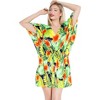 HAPPY BAY Women's Summer Plus Size Party Vacation Mini Beachwear Holiday Beach Dress Swim Suit Dress Bathing Suit Cover Ups 3X-4X Orange Floral - 3 of 4