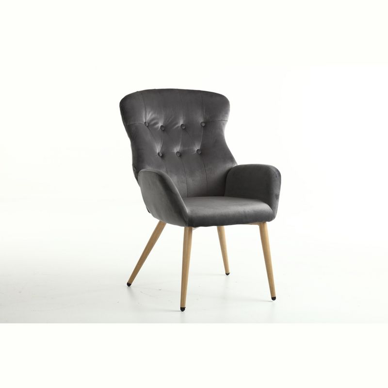 Modern Tufted Button Wing Back Accent Chair with Metal Legs - ModernLuxe, 4 of 7
