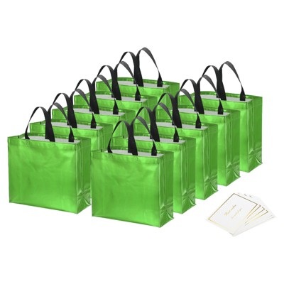 Unique Bargains Reusable Non-Woven Metallic Shiny Finish Gift Goodie Bags 12 Pcs