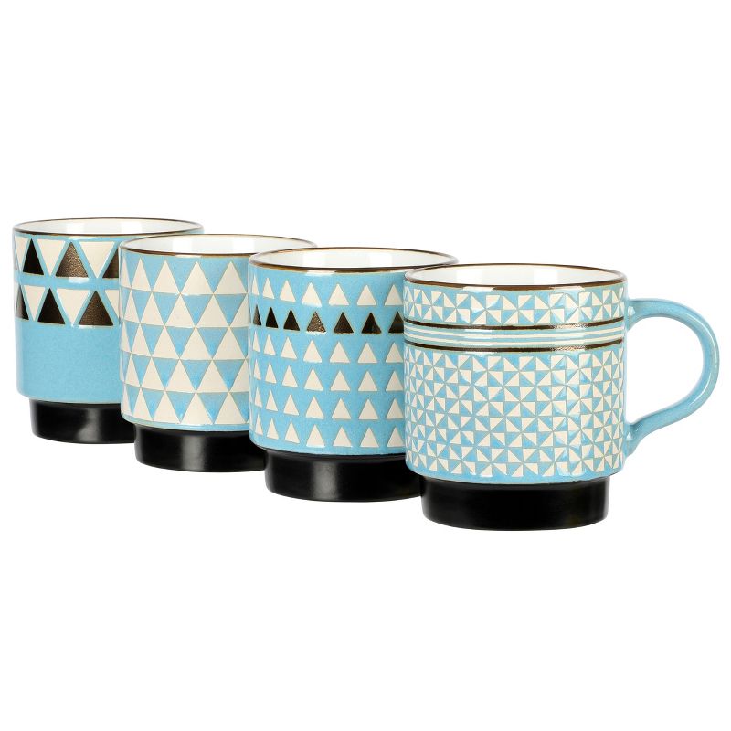 Mr. Coffee Prime Valley 4 Piece 15 Ounce Stackable Coffee Mug Set in Assorted Designs, 2 of 9