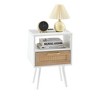NicBex 15.75" Rattan End Table with Drawer and Solid Wood Legs, Modern Nightstand, Side Table for Living Room, Bedroom, Black - 4 of 4