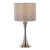LumiSource (Set of 2) Lenuxe 24" Contemporary Table Lamps Brushed Nickel with Gray Textured Linen Shade - 3 of 4