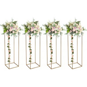 4Pcs Wedding Flower Stand with Acrylic Laminate,Acrylic Vase Column Geometric Centerpiece Stands,Floral Display Rack for Wedding,Party Tables Decor - 1 of 4
