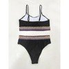 DOMETOUR Women's High Waisted Swimsuit Two Piece Ribbed Bikini Sets Cheeky Bathing Suits, Black-L - 4 of 4