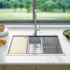 Stainless Steel Sink, 16 Gauge Durable Kitchen Sink, Kitchen Sink with Cutting Board, Sink with Bottom Net, Sink with Drain Basket - 3 of 4
