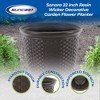 Suncast Sonora 22" Plastic Wicker Indoor or Outdoor Decorative Garden Flower Planter for Entryways, Porch, and Backyard Patios, Dark Brown (4 Pack) - 4 of 4