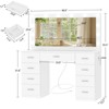 USIKEY Vanity Desk with Large Lighted Mirror and Power Outlet, 46" Makeup Vanity with 9 Drawers and Glass Desktop,12 LED Lights - 2 of 4