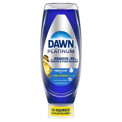 Dawn Platinum EZ-Squeeze Dish Soap, Dishwashing Liquid, Grease Removal, Fresh Rain, 4x24.3oz Bundle