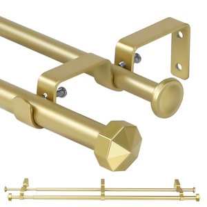 Urbanest 5-8" Telescoping Double Curtain Rods with Octagonal Finials Window Drapery Rod - 1 of 3