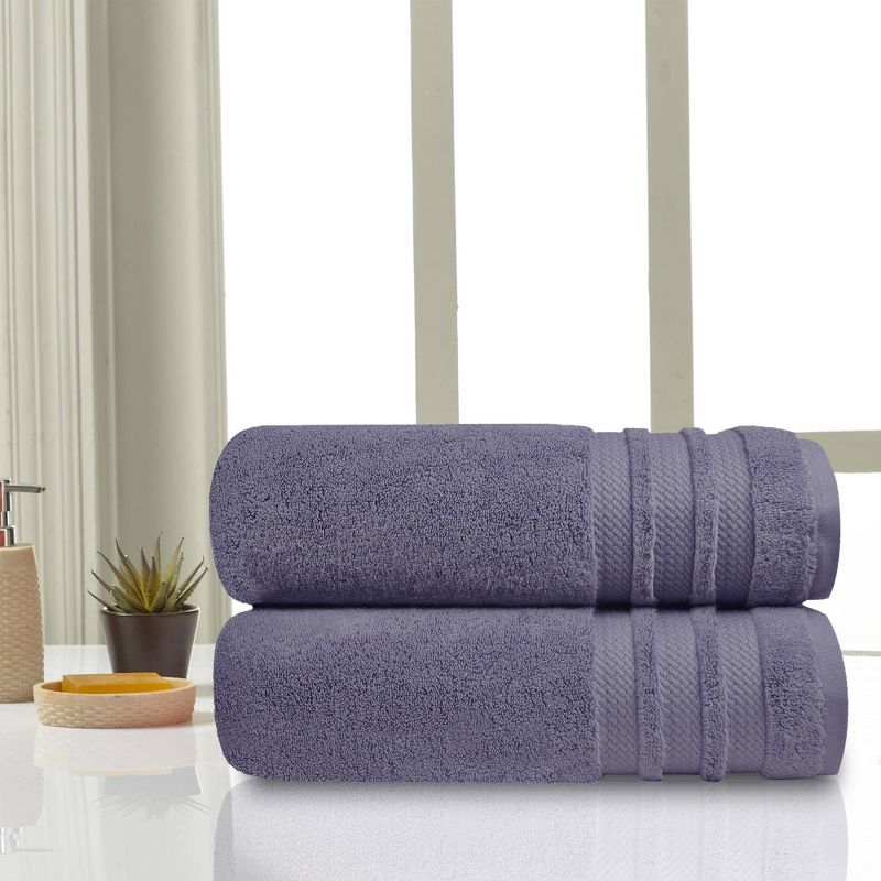 2pc Finesse Ultrafine Zero Twist Cotton Bath Towel Set Purple - Trident Group, 3 of 8