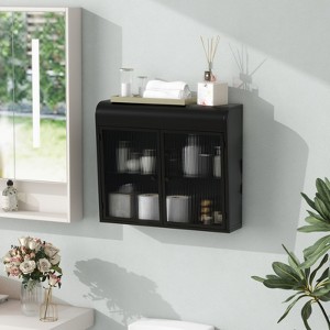 ALEXOUN Bathroom Storage Cabinet - 2-Door Wall-Mounted Metal Storage Cabinet with Tempered Glass Doors & Shelves for Bathroom, Kitchen - 1 of 4