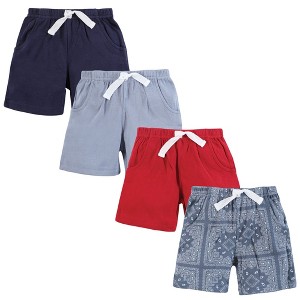 Hudson Baby Infant Boys Shorts Bottoms 4-Pack, Blue Bandana - 1 of 4