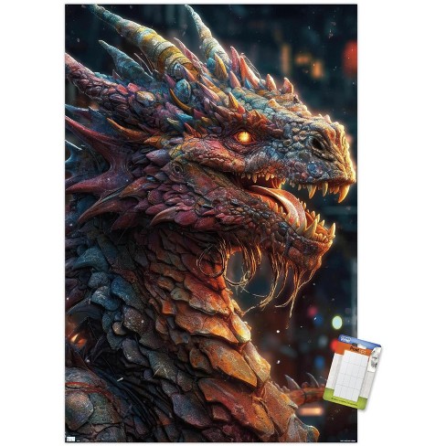 Trends International Wumples - Dragon Unframed Wall Poster Print White  Mounts Bundle 22.375