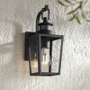 Possini Euro Design Ackerly Modern Outdoor Wall Light Fixture Textured Black Dusk to Dawn Motion Sensor 14" Clear Glass for Post Exterior Barn Deck - 2 of 4
