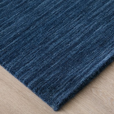 Luna Dark Blue Hand-Knotted Wool Area Rug
