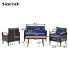 4-Piece Outdoor Patio Conversation Set, PE Rattan Garden Furniture Patio Couch Set with Acacia Wood Table, Armrests chairs–Maison Boucle - 4 of 4